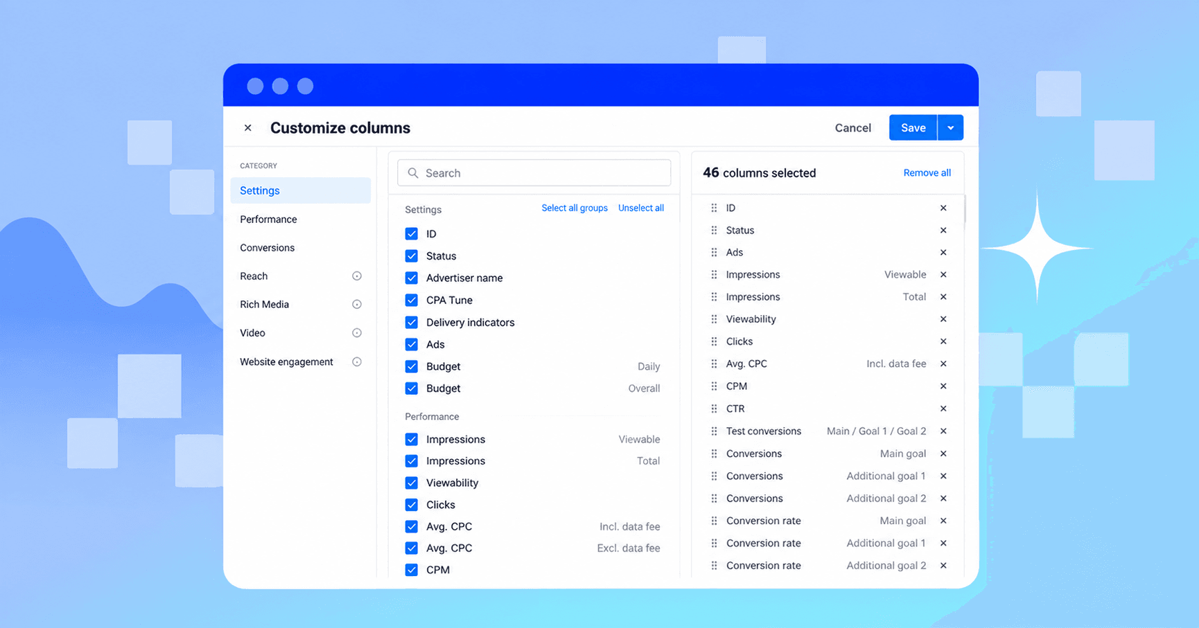 With categorical organization, you can now find, select and manage the data that matters most.