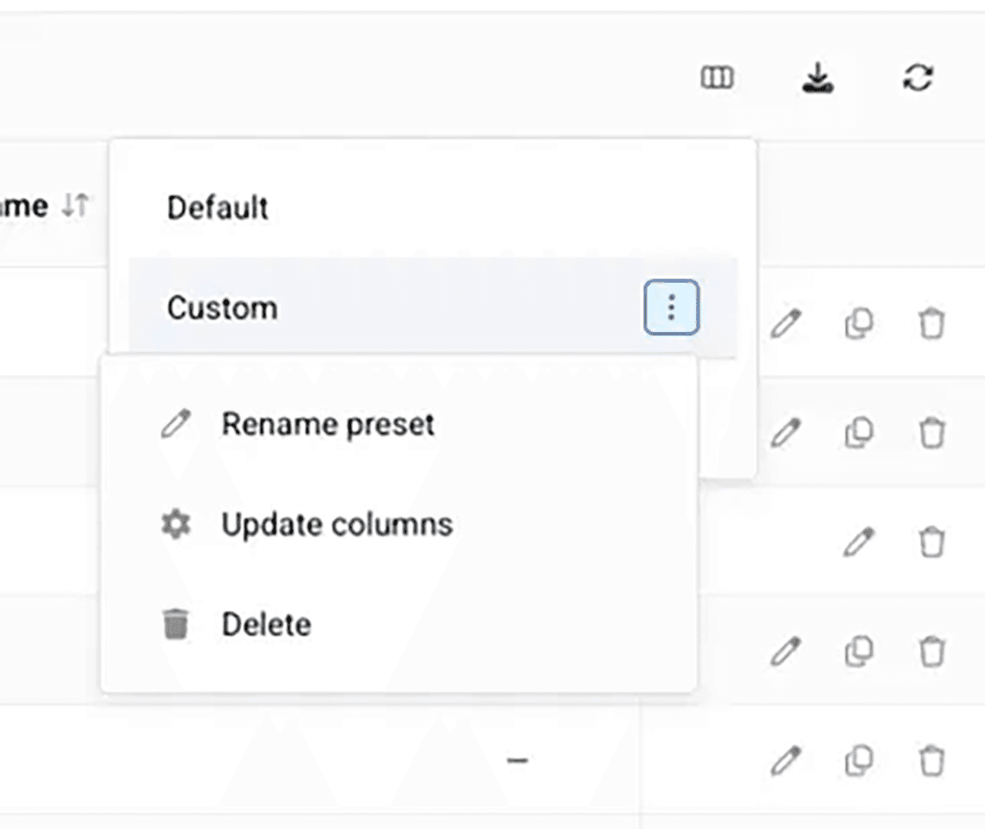 Manage your custom presets by renaming, updating or deleting them whenever needed.
